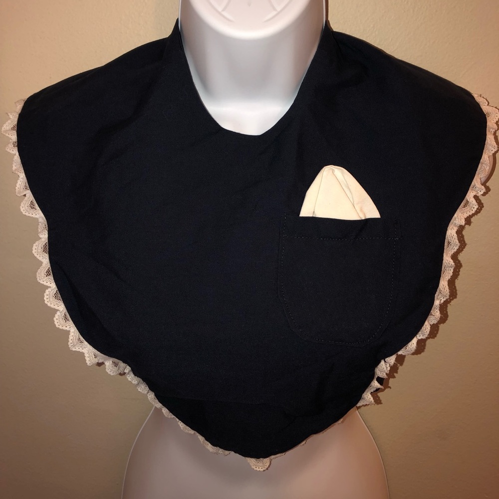 Navy blue vest with lace outlining